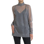Dolce & Gabbana Gray Mesh Turtleneck Long Sleeve Blouse Top TSH83322-44
