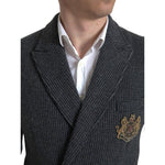 Dolce & Gabbana Gray Logo Embroidery Double Breasted Blazer JKT3681-48