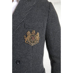 Dolce & Gabbana Gray Logo Embroidery Double Breasted Blazer JKT3681-48