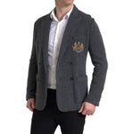 Dolce & Gabbana Gray Logo Embroidery Double Breasted Blazer JKT3681-48
