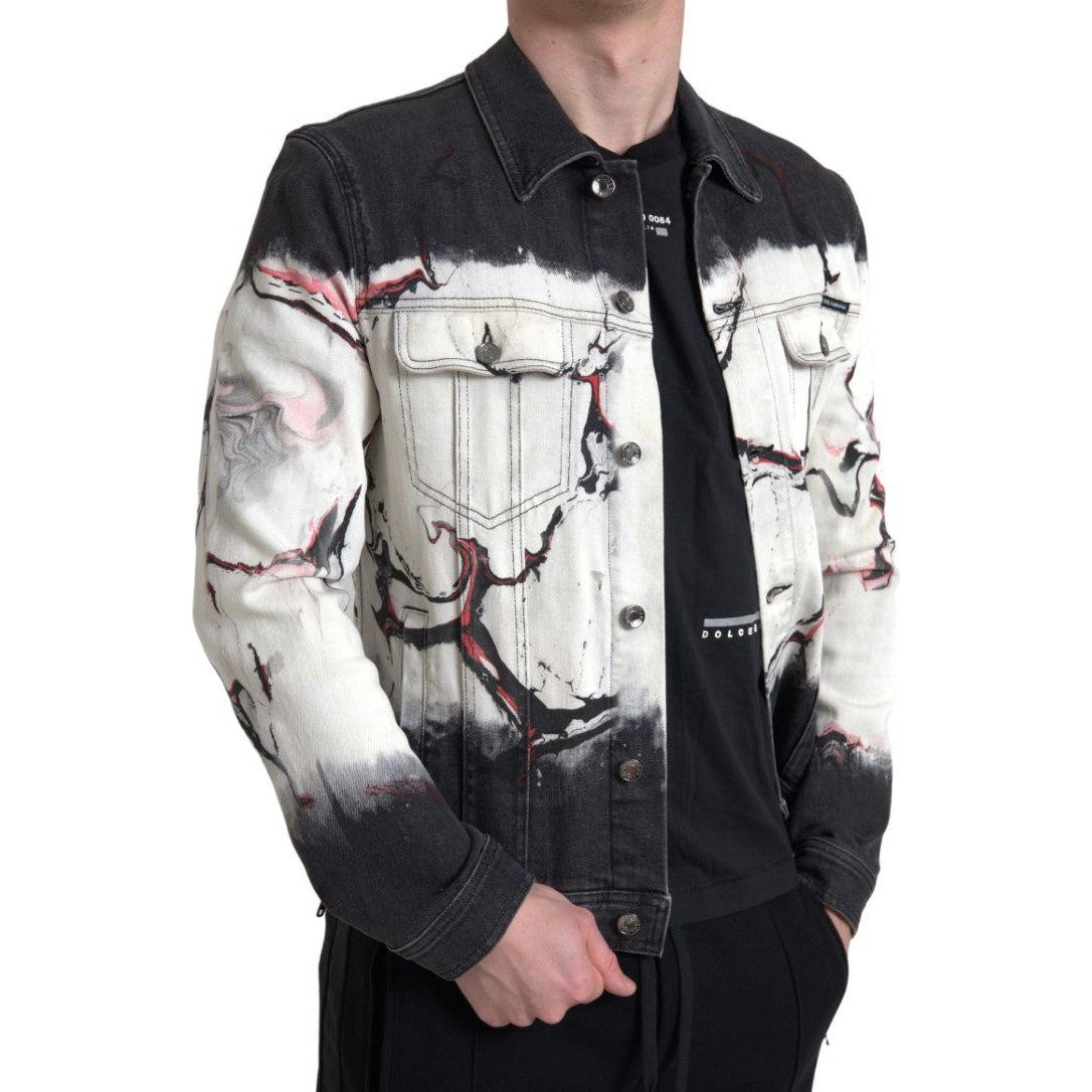 Dolce & Gabbana Multicolor Cotton Stretch Denim Jacket Dolce & Gabbana Light Gray