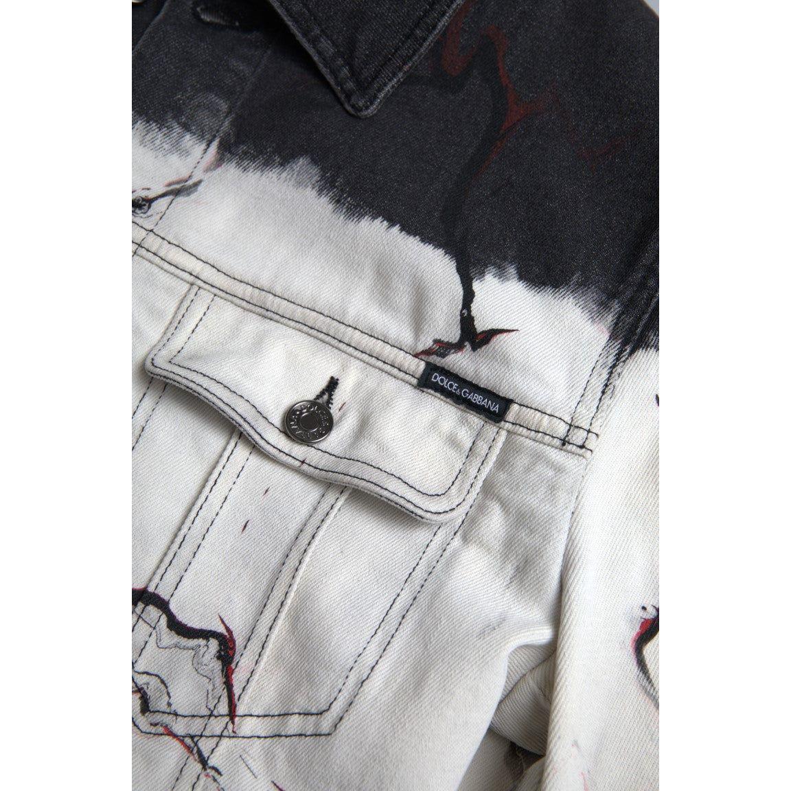 Dolce & Gabbana Multicolor Cotton Stretch Denim Jacket Dolce & Gabbana Gray