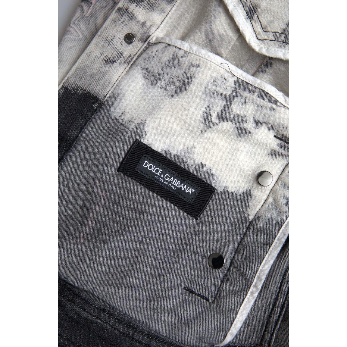 Dolce & Gabbana Multicolor Cotton Stretch Denim Jacket Dolce & Gabbana Dark Slate Gray