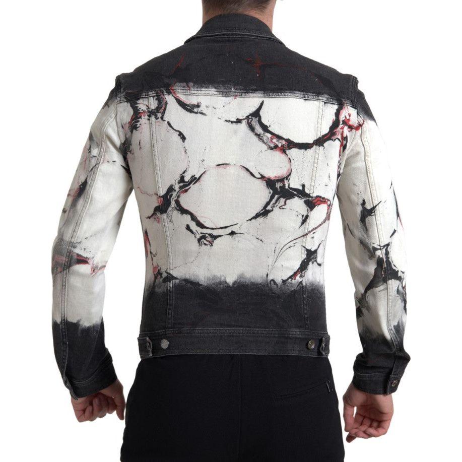 Dolce & Gabbana Multicolor Cotton Stretch Denim Jacket Dolce & Gabbana Light Gray