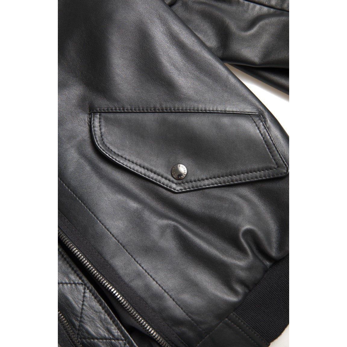 Dolce & Gabbana Elegant Black Leather Bomber Jacket Dolce & Gabbana Dark Slate Gray
