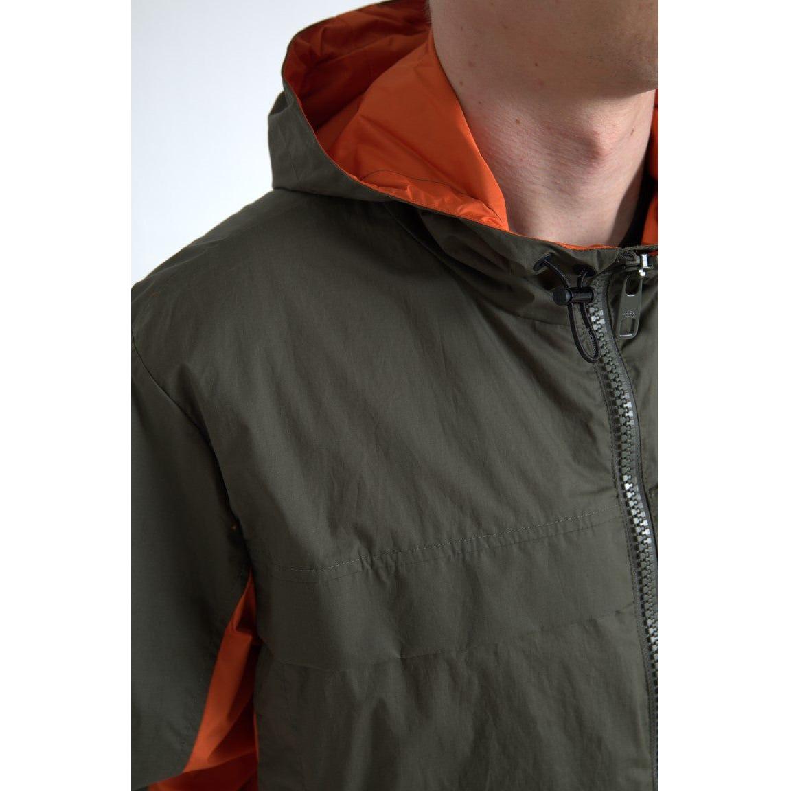 Dolce & Gabbana Elegant Hooded Full Zip Jacket in Green and Orange Dolce & Gabbana Dark Slate Gray