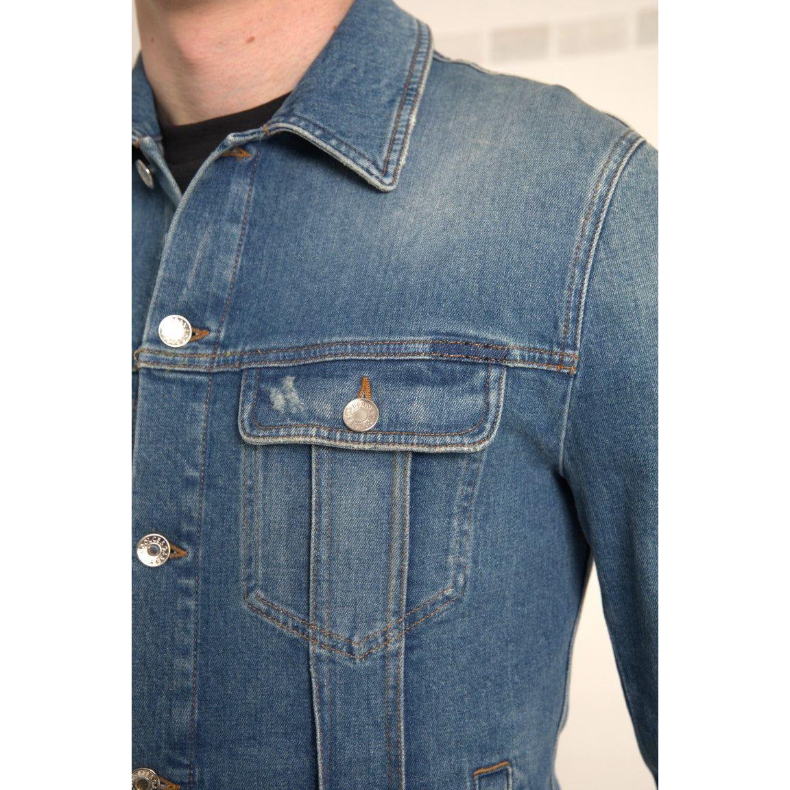 Dolce & Gabbana Elegant Blue Denim Stretch Jacket Dolce & Gabbana Dim Gray
