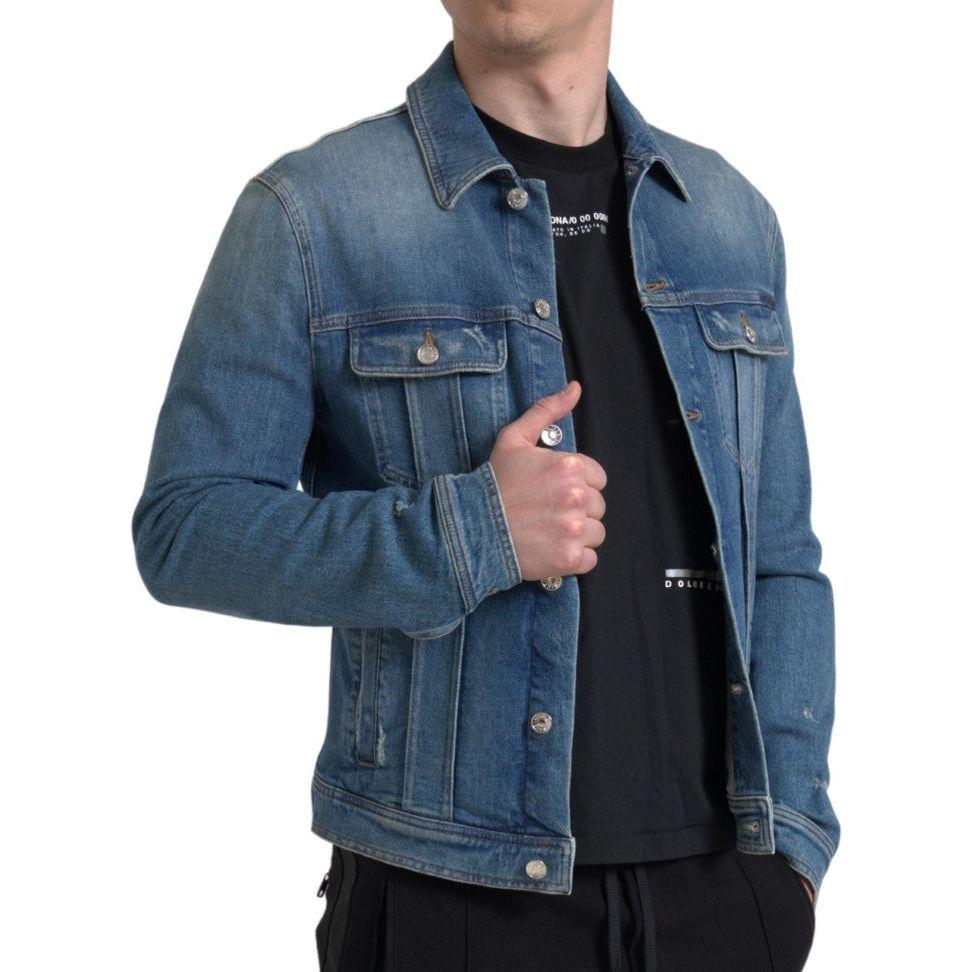 Dolce & Gabbana Elegant Blue Denim Stretch Jacket Dolce & Gabbana Dark Slate Gray