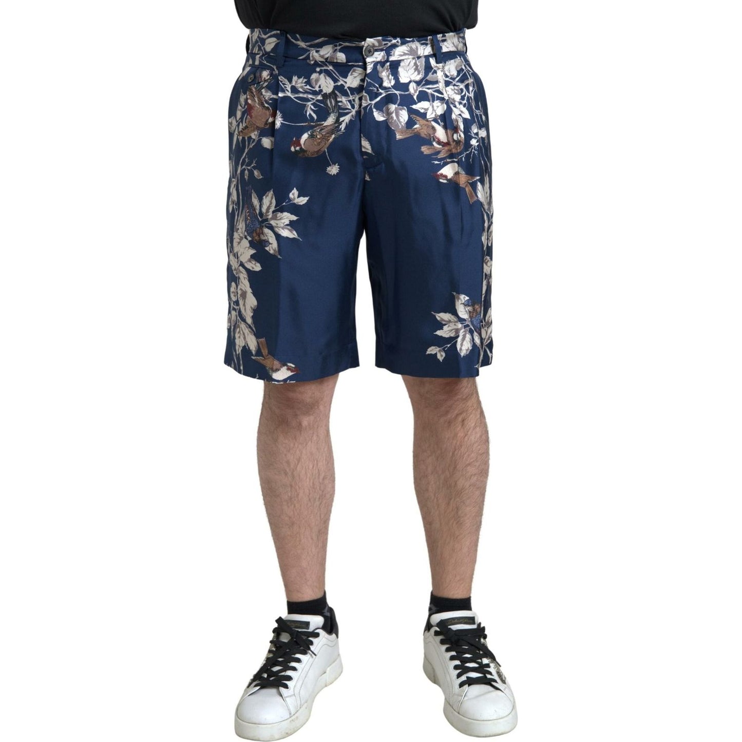 Dolce & Gabbana Silken Floral Bermuda Shorts in Blue Dolce & Gabbana Gray