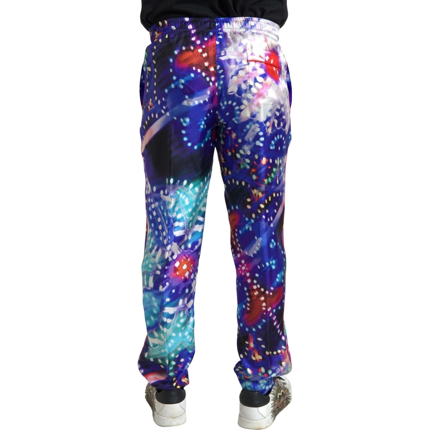 Dolce & Gabbana Multicolor Silk Jogger Pants Dolce & Gabbana Dark Slate Blue