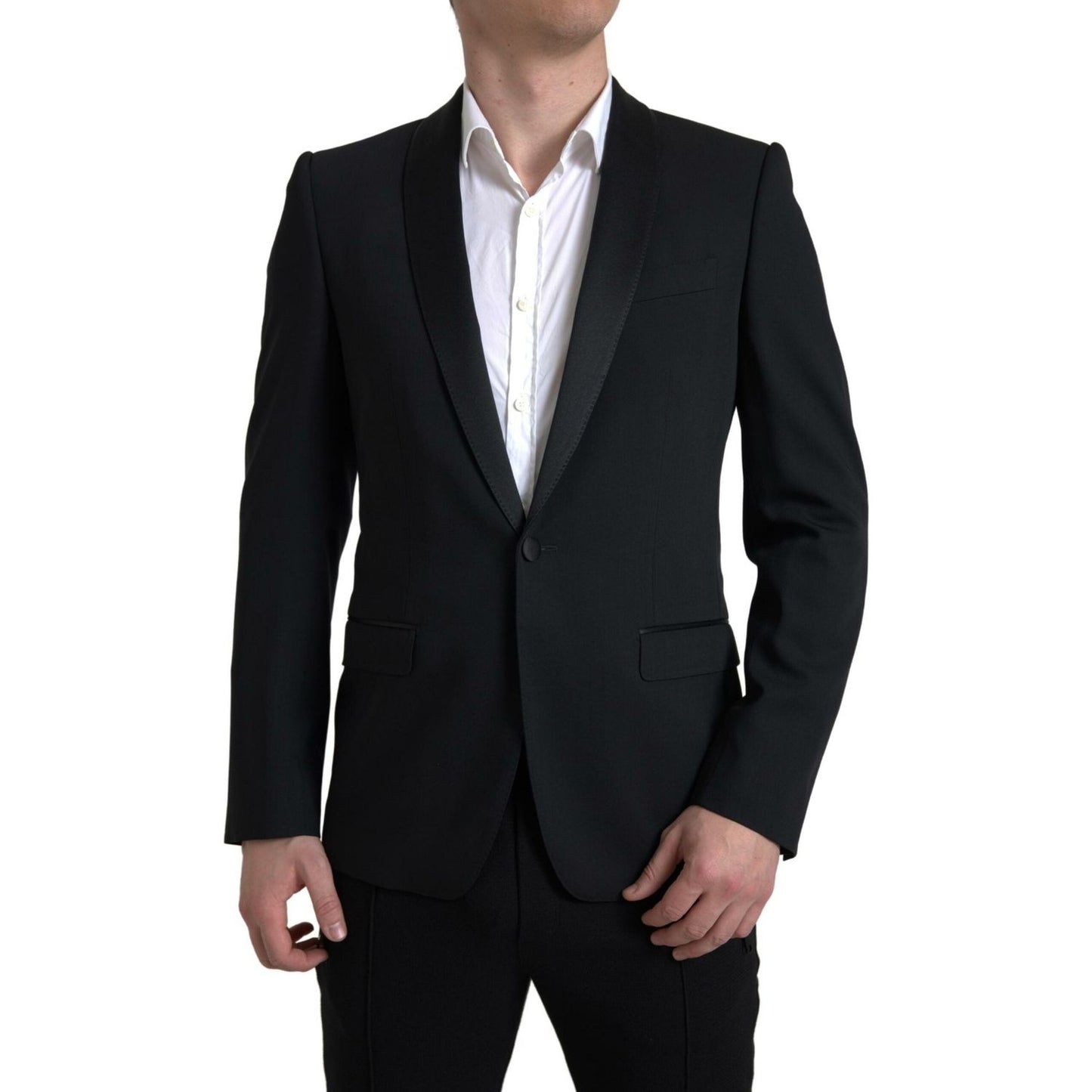 Dolce & Gabbana Chic Slim Fit Virgin Wool Blazer Dolce & Gabbana Black