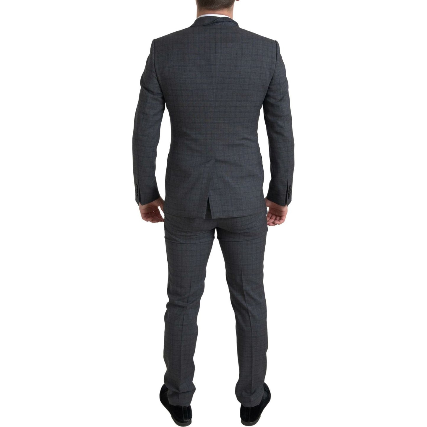Dolce & Gabbana Elegant Grey Checkered Slim Fit Suit Dolce & Gabbana Dark Slate Gray