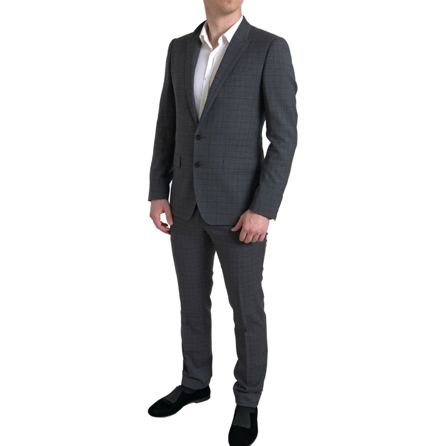 Dolce & Gabbana Elegant Grey Checkered Slim Fit Suit Dolce & Gabbana Dark Slate Gray