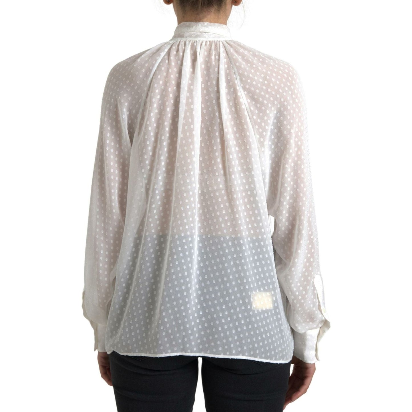 Dolce & Gabbana Elegant Sheer Silk Button-Up Blouse Dolce & Gabbana Gray