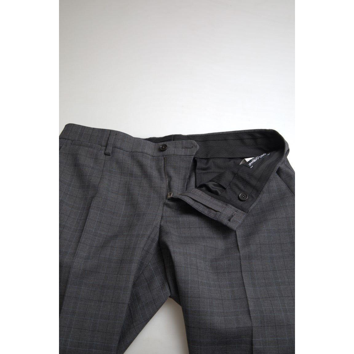 Dolce & Gabbana Elegant Grey Checkered Slim Fit Suit Dolce & Gabbana Light Gray
