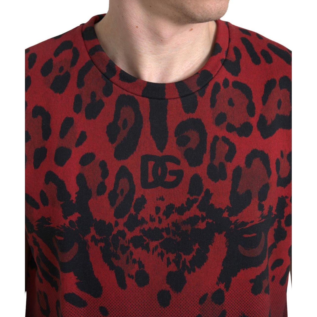 Dolce & Gabbana Red Leopard Print Cotton Tank Top Dolce & Gabbana Saddle Brown