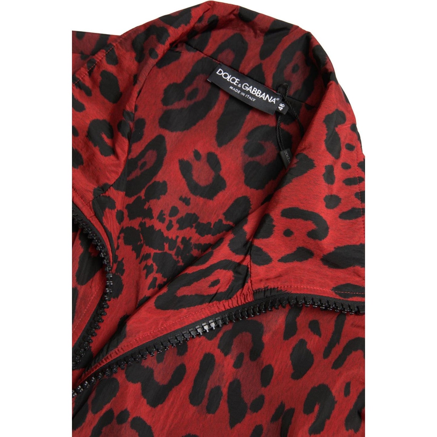 Dolce & Gabbana Red Leopard Zip Sweater Jacket Dolce & Gabbana Dark Slate Gray