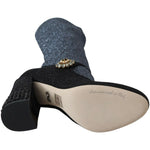 Dolce & Gabbana Black Crystal Mary Janes Booties Shoes LA6441-37