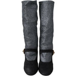Dolce & Gabbana Black Crystal Mary Janes Booties Shoes LA6441-37