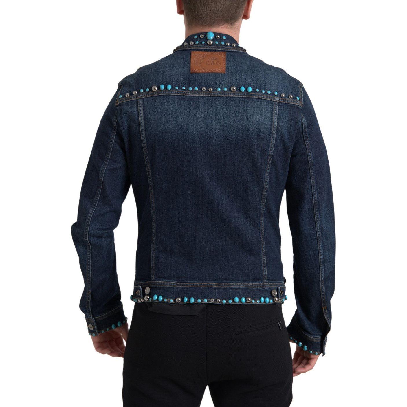 Dolce & Gabbana Embellished Turquoise Denim Jacket Dolce & Gabbana Dark Slate Gray