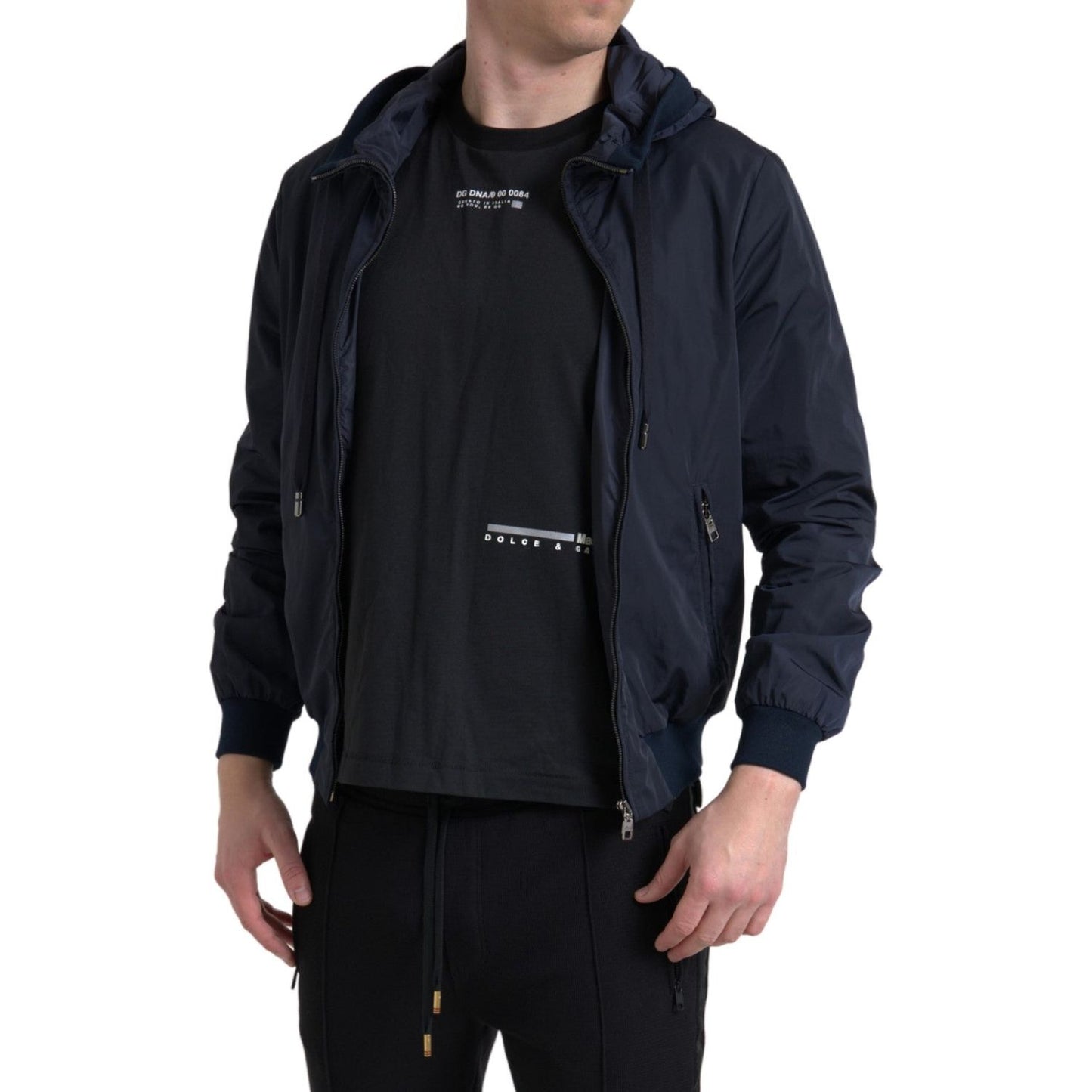 Dolce & Gabbana Elegant Blue Hooded Sweatshirt with Zip Closure Dolce & Gabbana Black