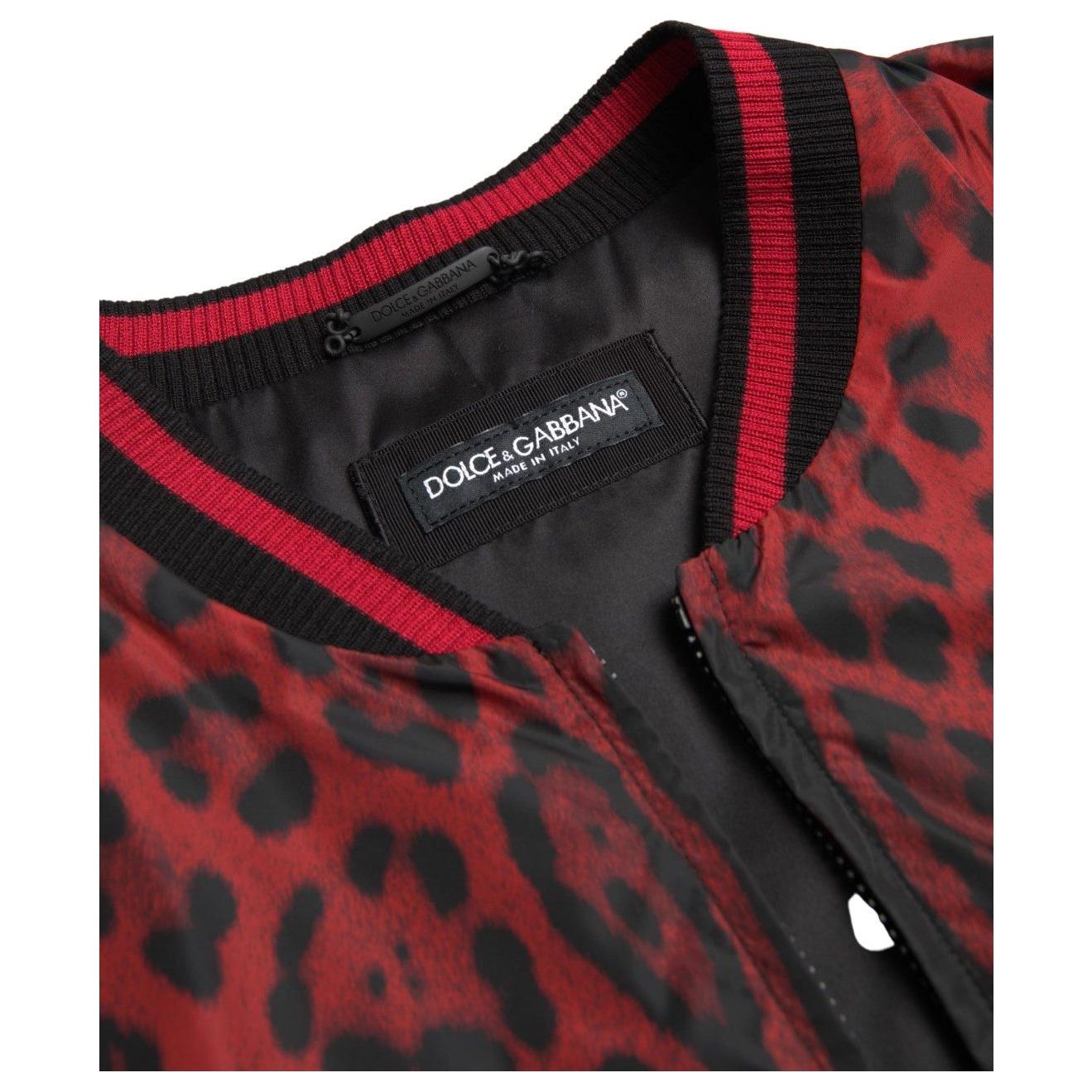 Dolce & Gabbana Red Leopard Print Bomber Jacket Dolce & Gabbana Dark Slate Gray