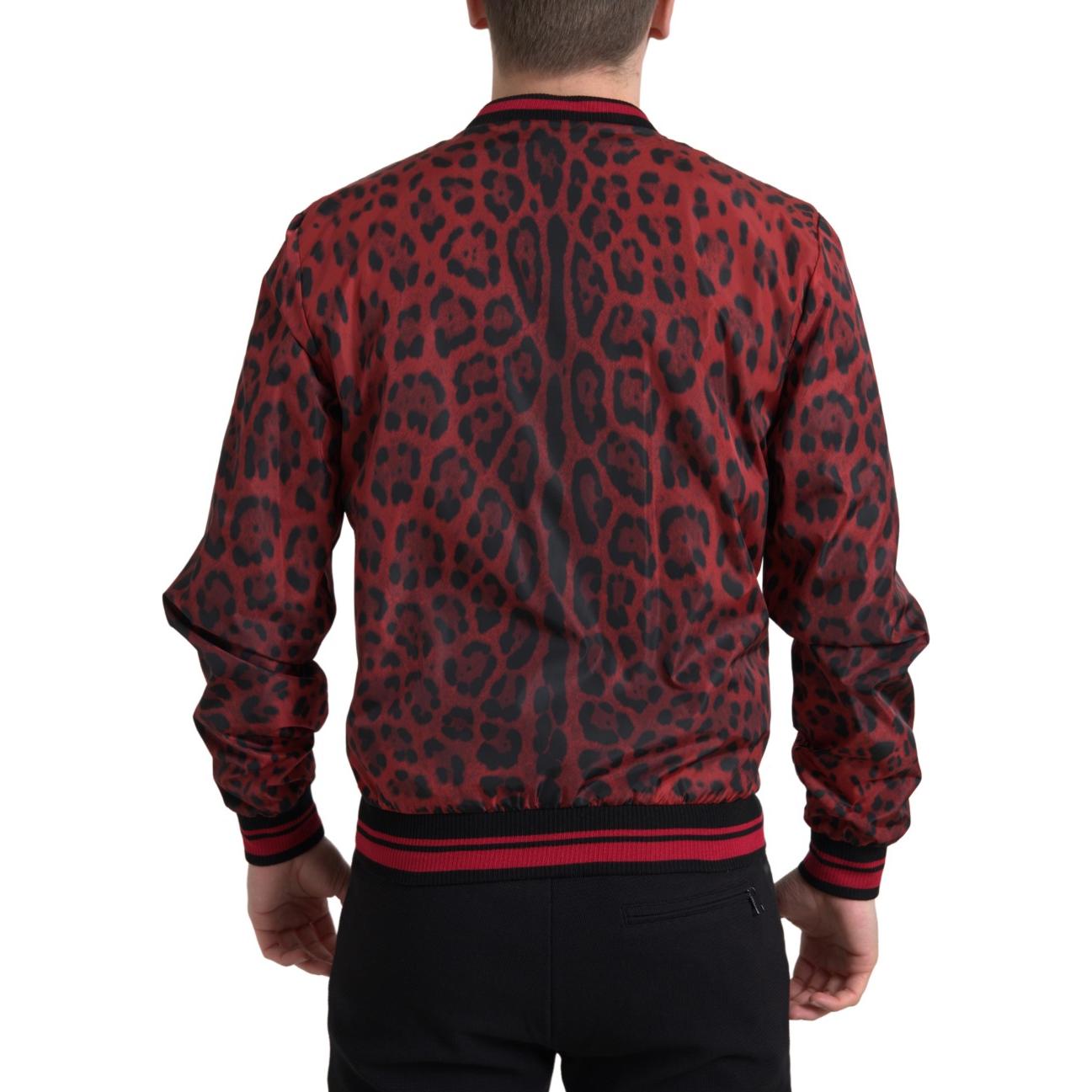 Dolce & Gabbana Red Leopard Print Bomber Jacket Dolce & Gabbana Dark Slate Gray