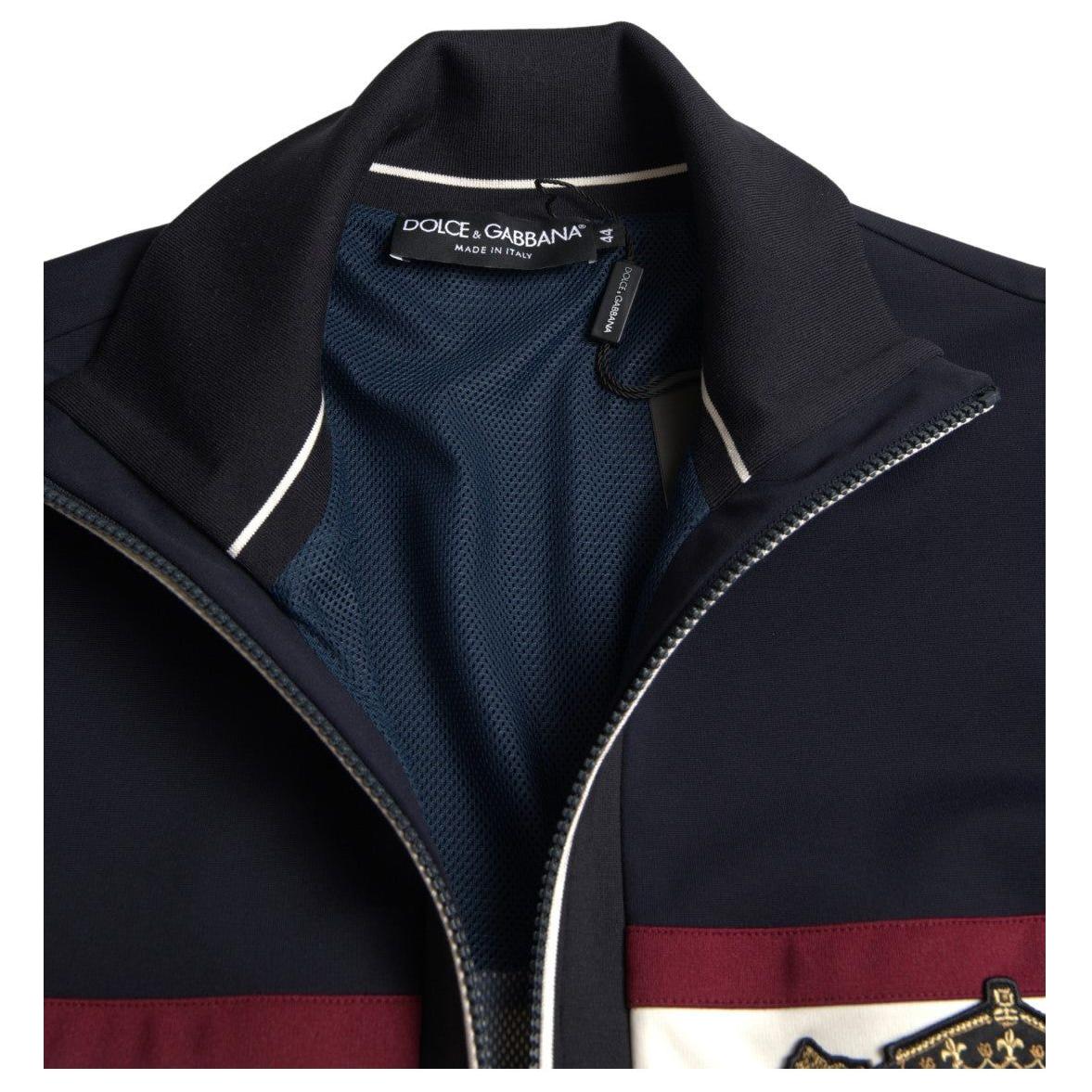 Dolce & Gabbana Elegant Blue Striped Zip Cardigan Sweater Dolce & Gabbana Black