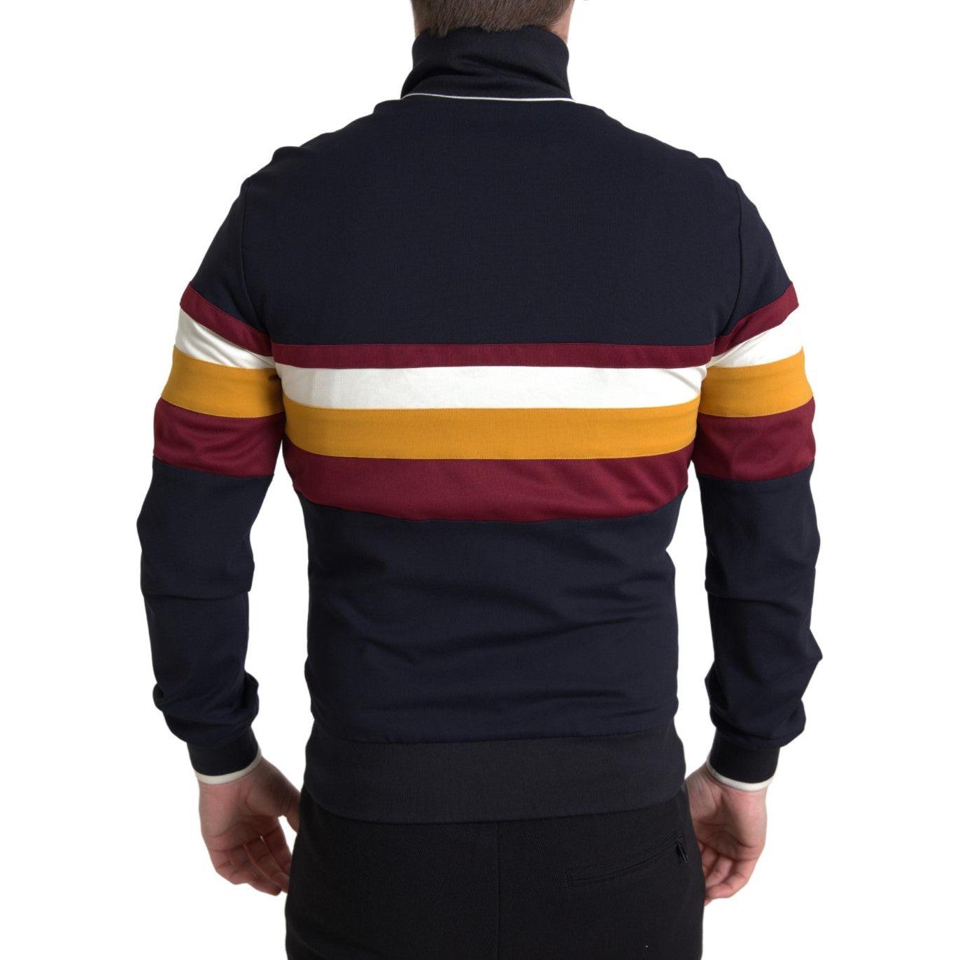 Dolce & Gabbana Elegant Blue Striped Zip Cardigan Sweater Dolce & Gabbana Black
