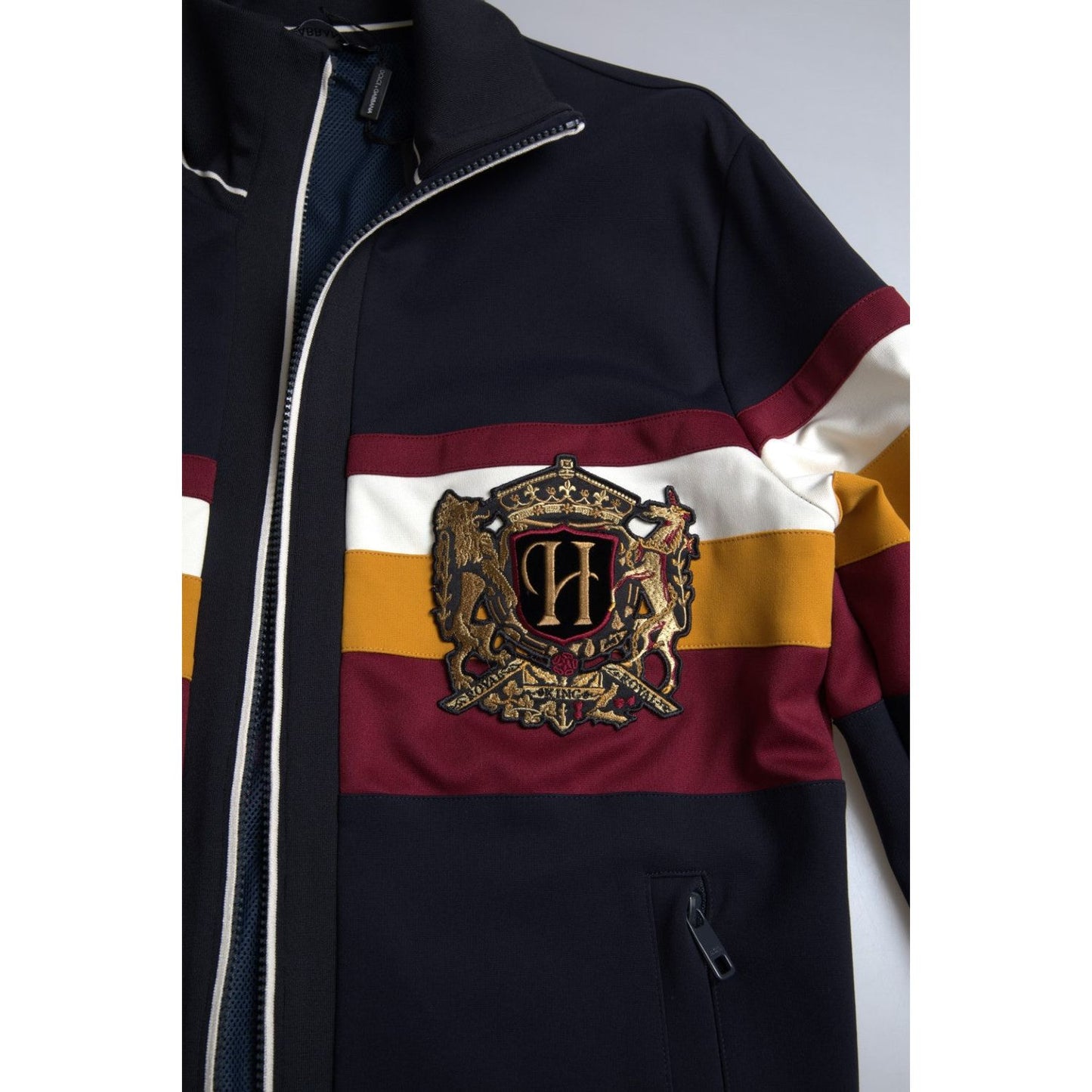 Dolce & Gabbana Elegant Blue Striped Zip Cardigan Sweater Dolce & Gabbana Gray