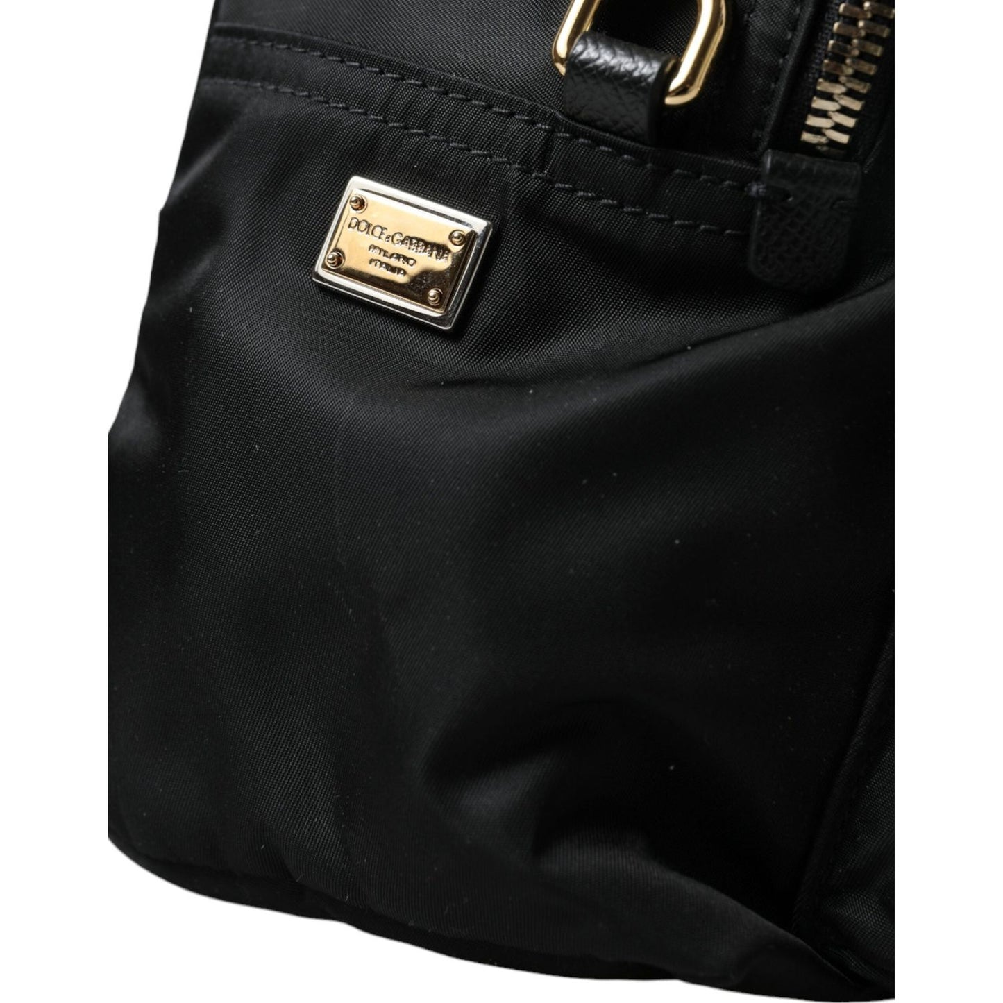 Dolce & Gabbana Elegant Black Gold Detail Backpack Dolce & Gabbana Black