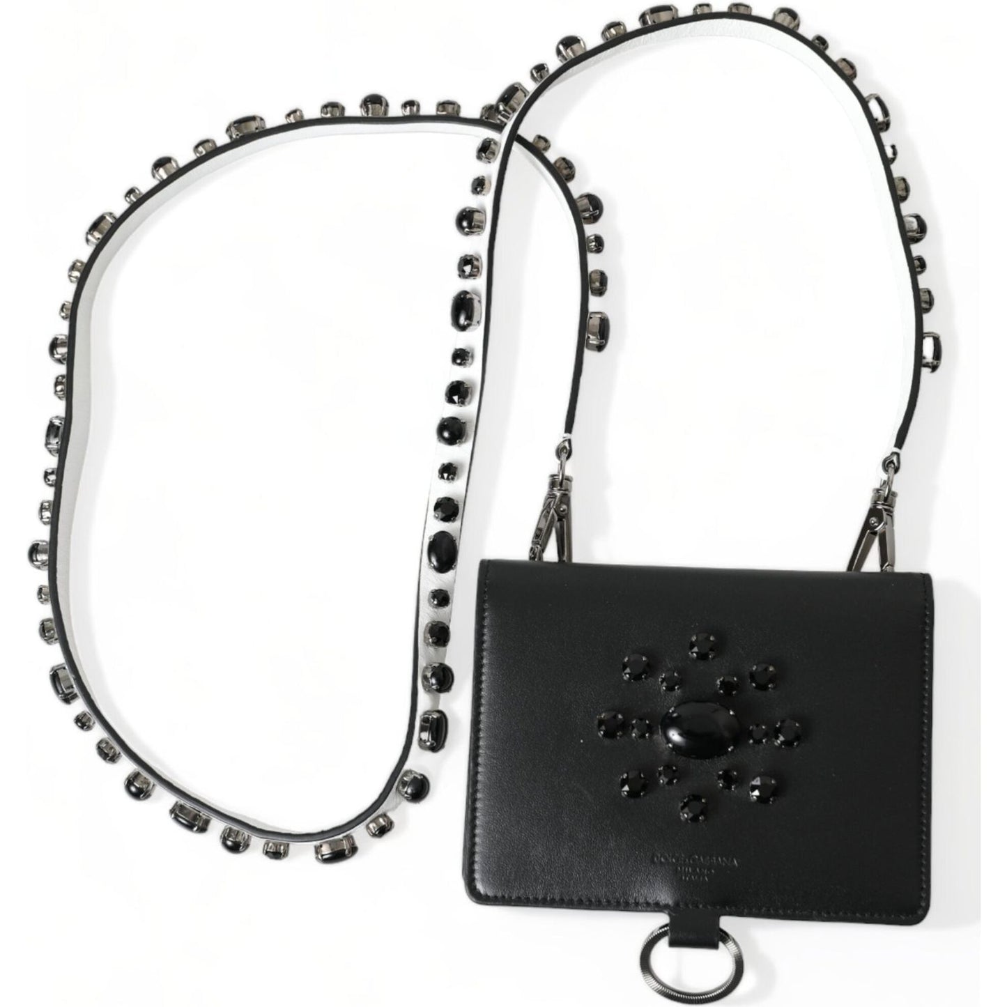 Dolce & Gabbana Elegant Black Leather Crystal Card Holder Wallet Dolce & Gabbana Dark Slate Gray