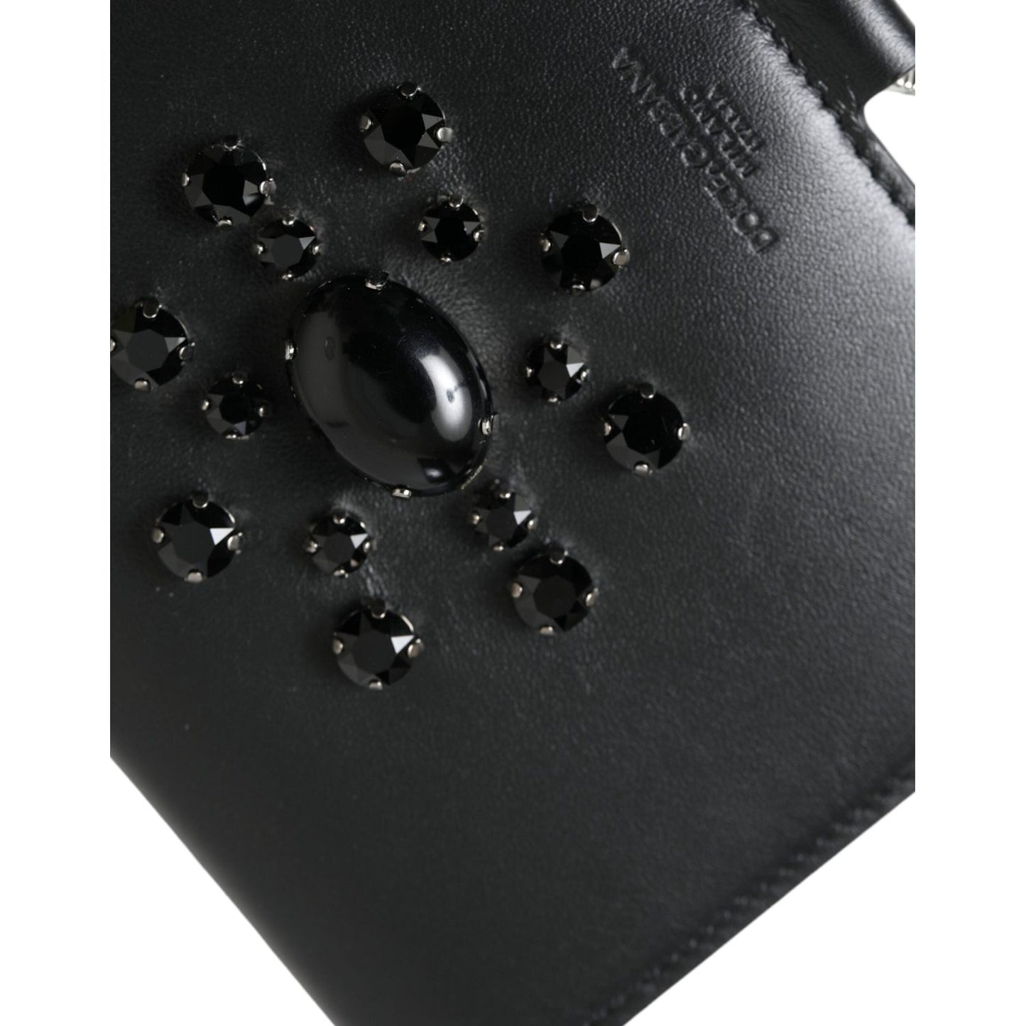 Dolce & Gabbana Elegant Black Leather Crystal Card Holder Wallet Dolce & Gabbana Dark Slate Gray