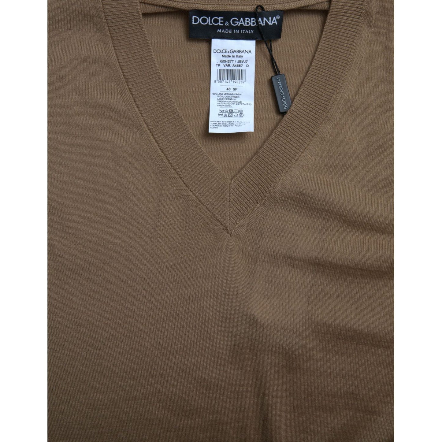 Dolce & Gabbana Elegant Sleeveless V-Neck Wool Sweater Dolce & Gabbana Dark Olive Green