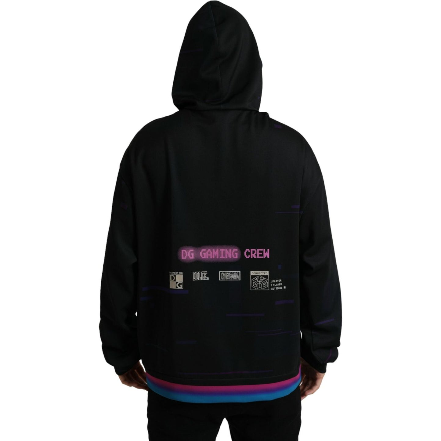 Dolce & Gabbana Elegant Graphic Print Hooded Pullover Dolce & Gabbana Black