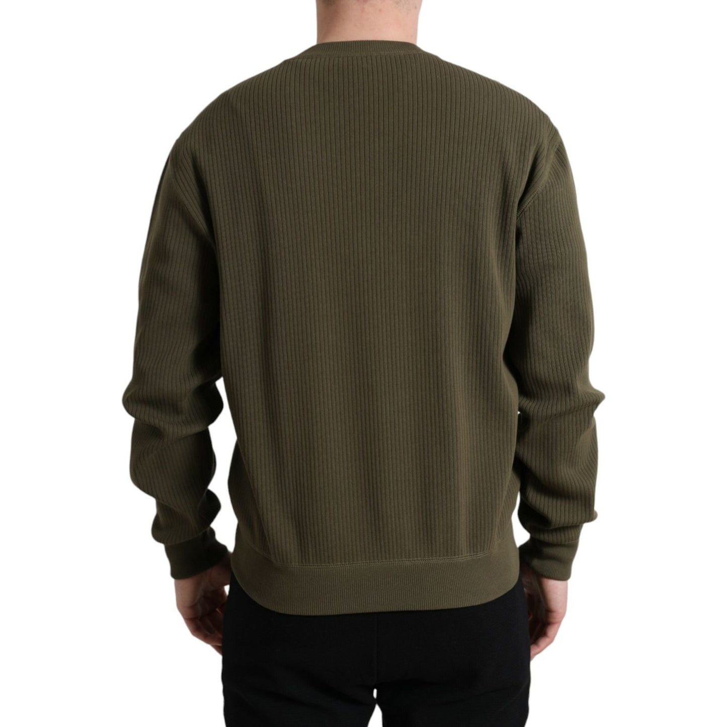 Dolce & Gabbana Elegant Green Crew Neck Cotton Sweater Dolce & Gabbana Dark Slate Gray