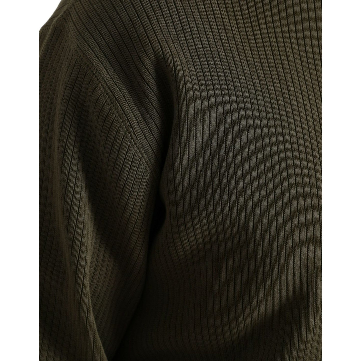 Dolce & Gabbana Elegant Green Crew Neck Cotton Sweater Dolce & Gabbana Black