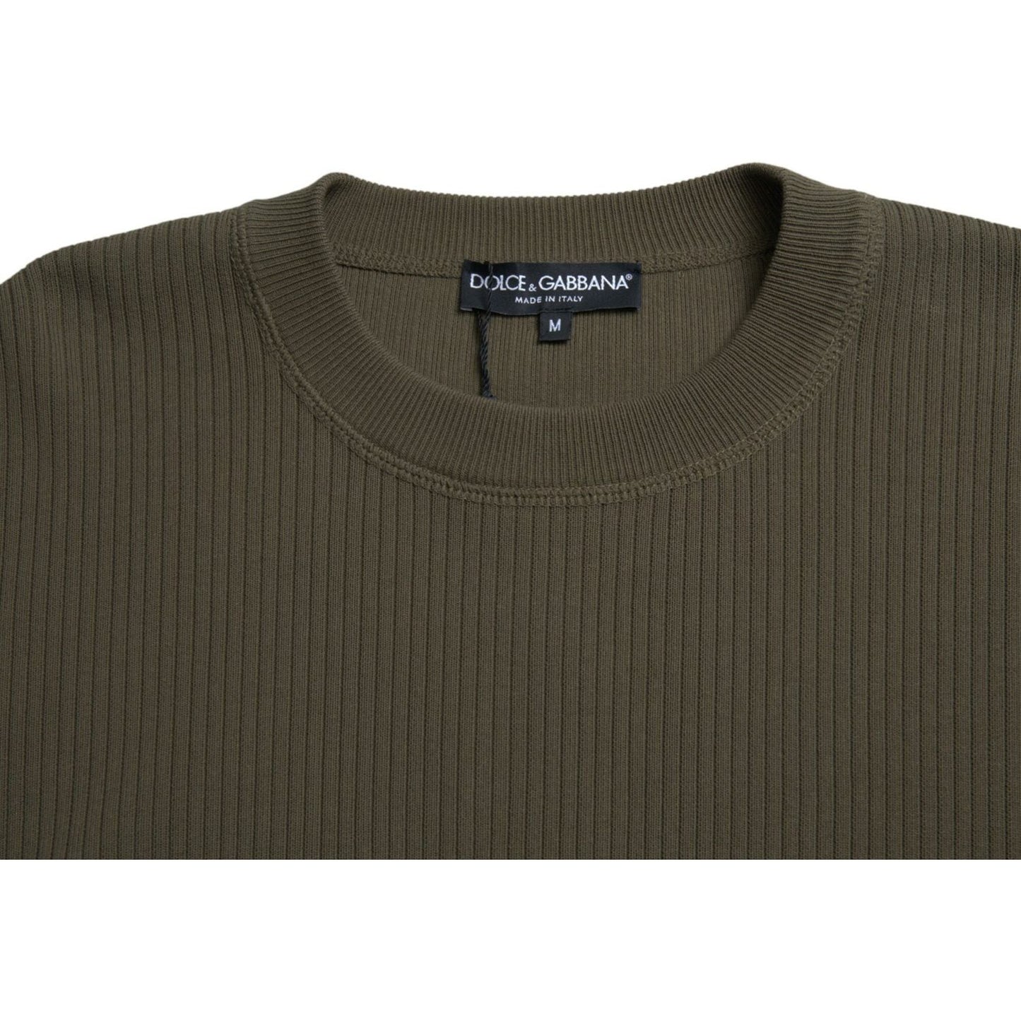 Dolce & Gabbana Elegant Green Crew Neck Cotton Sweater Dolce & Gabbana Dark Slate Gray