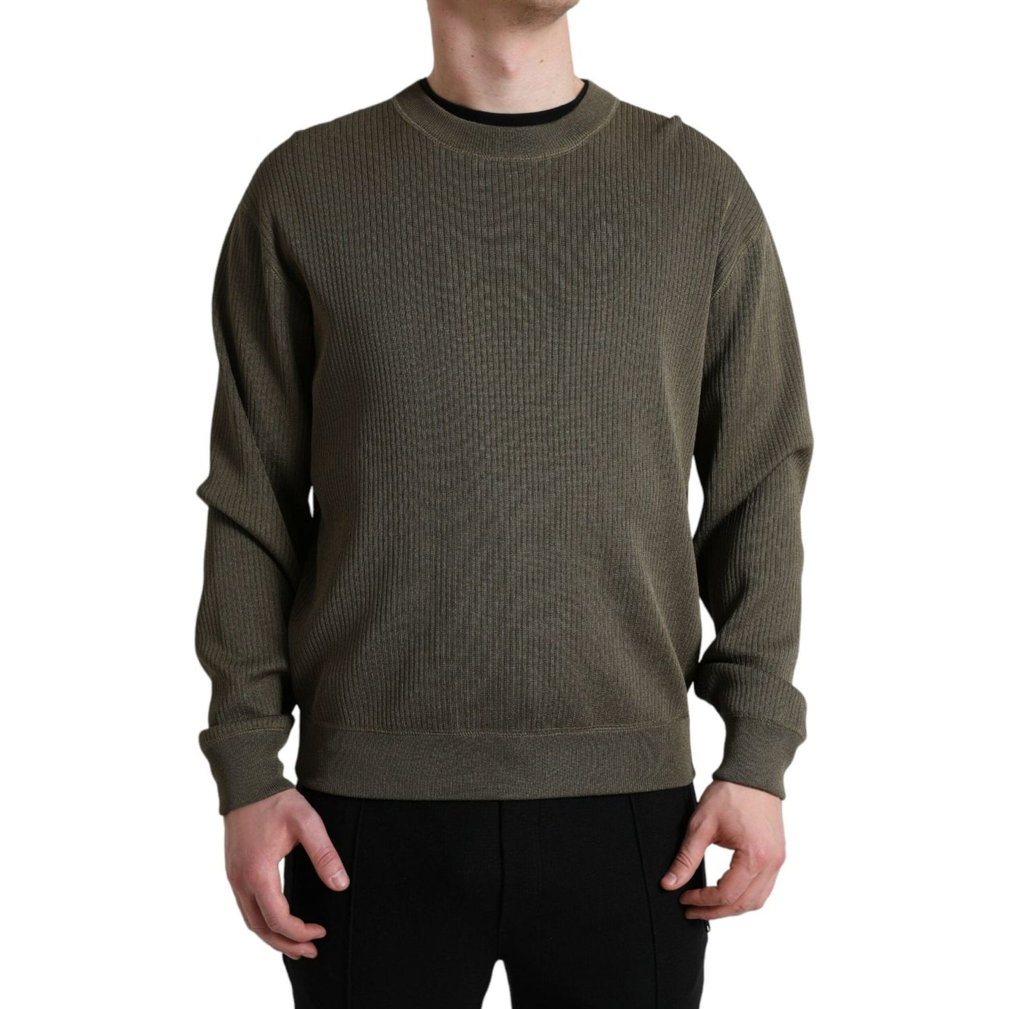 Dolce & Gabbana Elegant Green Crew Neck Sweater Dolce & Gabbana Dark Slate Gray