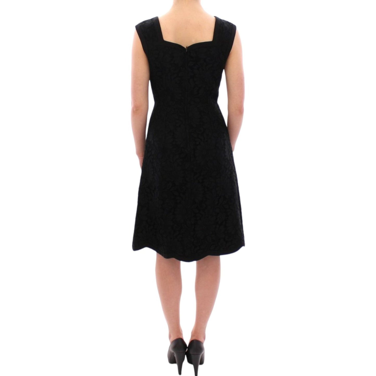 Dolce & Gabbana Elegant Black Floral Lace Dress Dolce & Gabbana Black