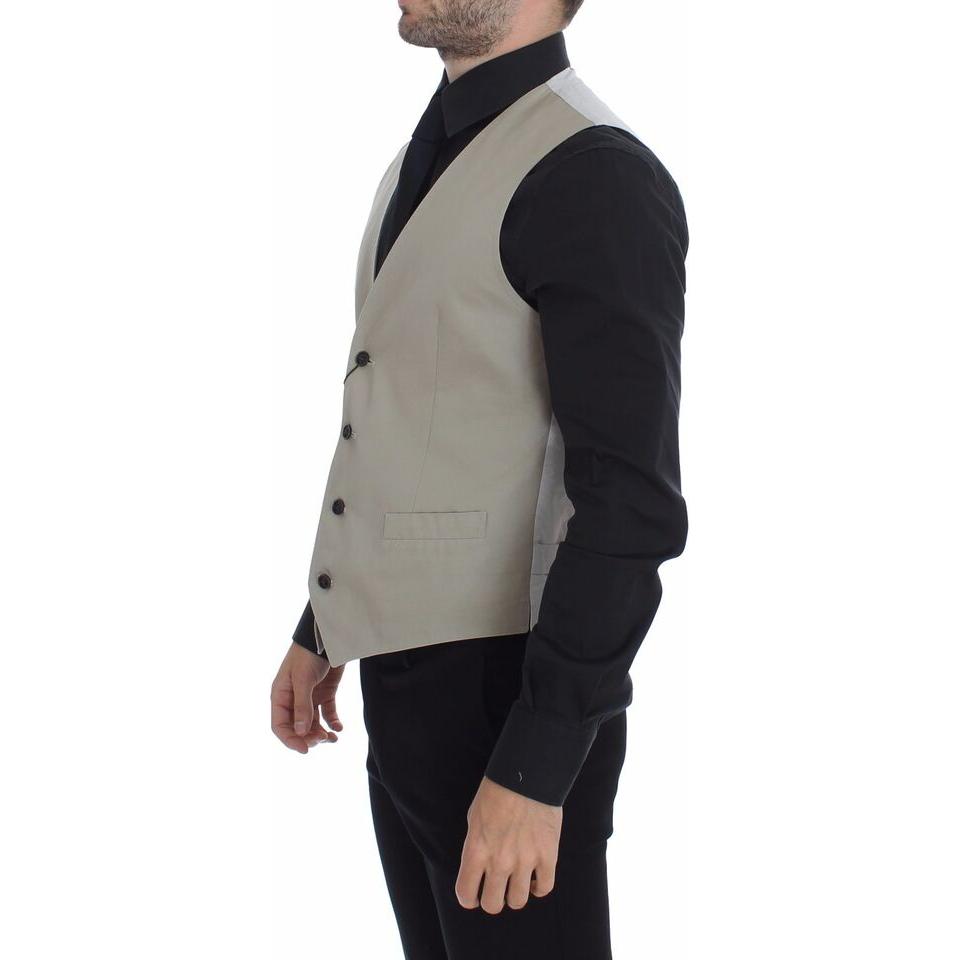 Dolce & Gabbana Chic Beige Single Breasted Dress Vest Dolce & Gabbana Dark Gray