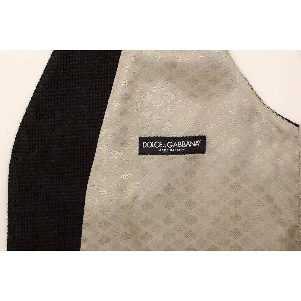 Dolce & Gabbana Elegant Black Silk Dress Vest Dolce & Gabbana Rosy Brown