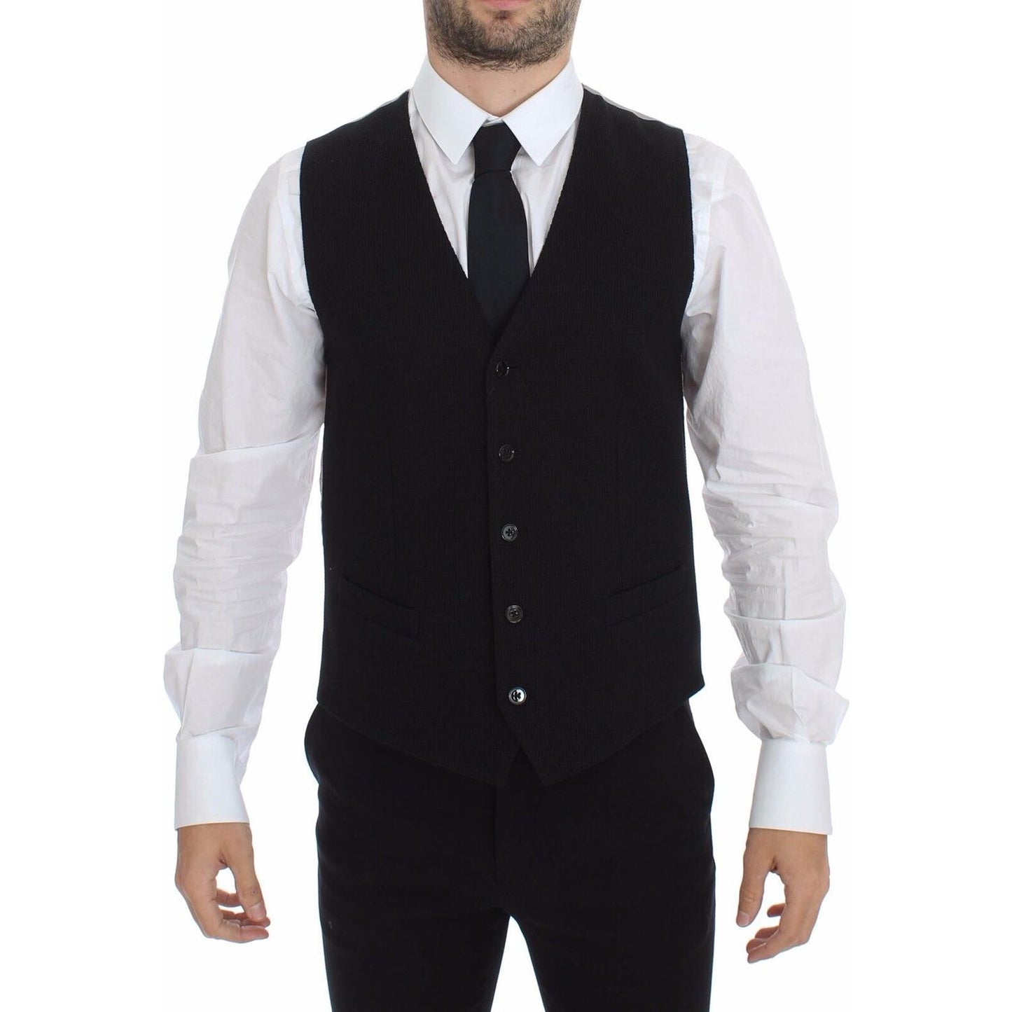 Dolce & Gabbana Elegant Black Silk Dress Vest Dolce & Gabbana Black