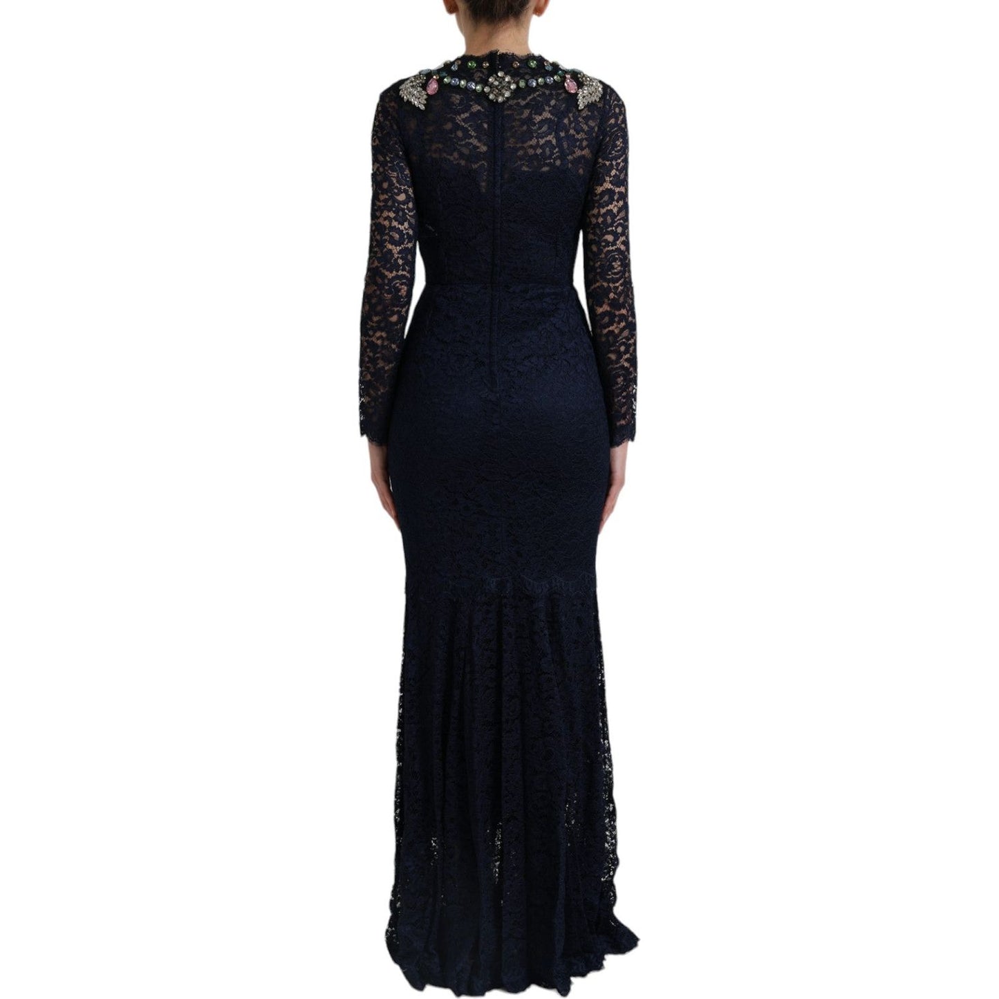 Dolce & Gabbana Crystal Embellished Navy Blue Flare Dress Dolce & Gabbana Black
