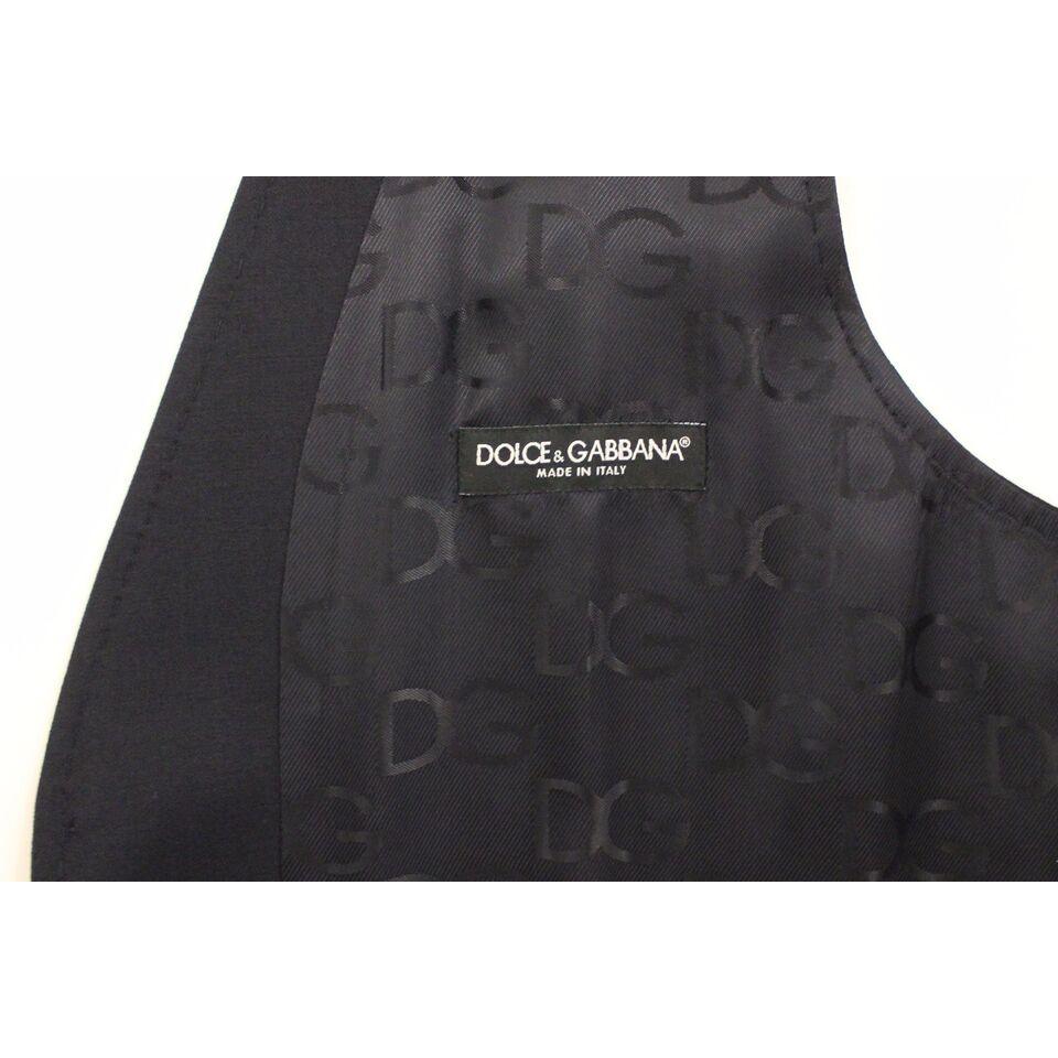 Dolce & Gabbana Elegant Gray Striped Wool-Silk Dress Vest Dolce & Gabbana Dark Slate Gray