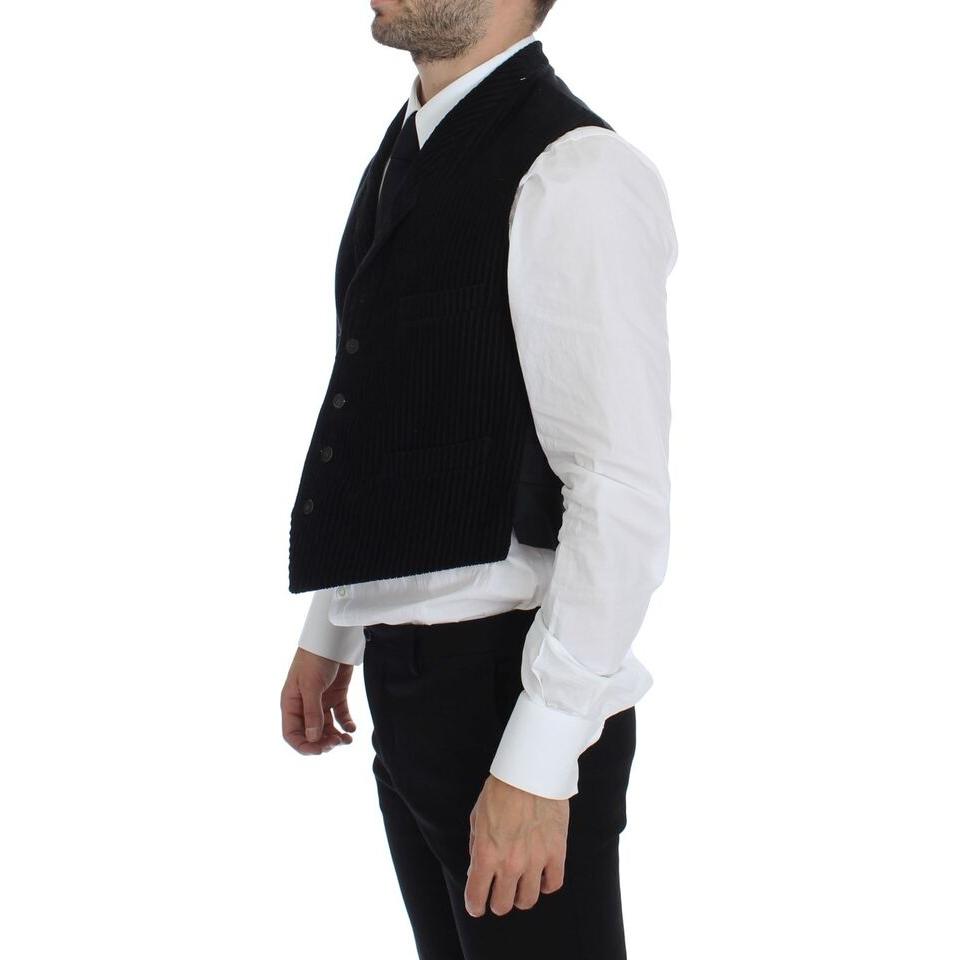 Dolce & Gabbana Elegant Black Manchester Dress Vest Dolce & Gabbana Light Gray