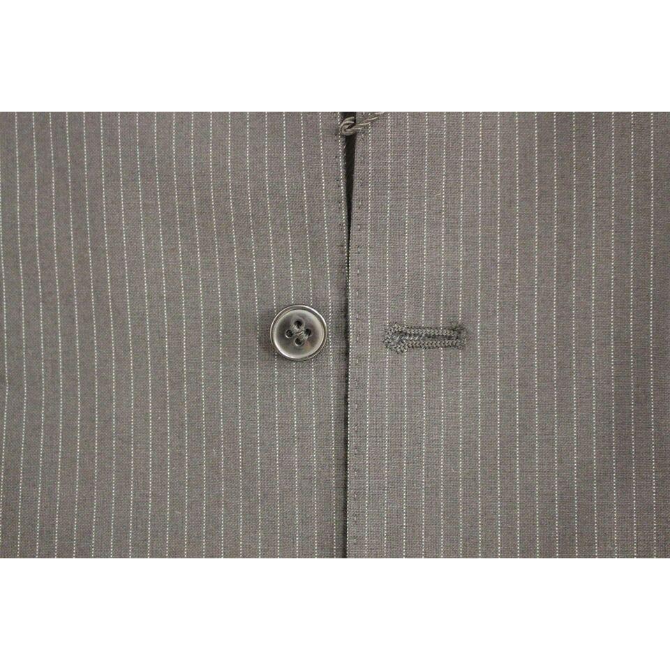 Dolce & Gabbana Elegant Black Striped Wool Dress Vest Dolce & Gabbana Dim Gray