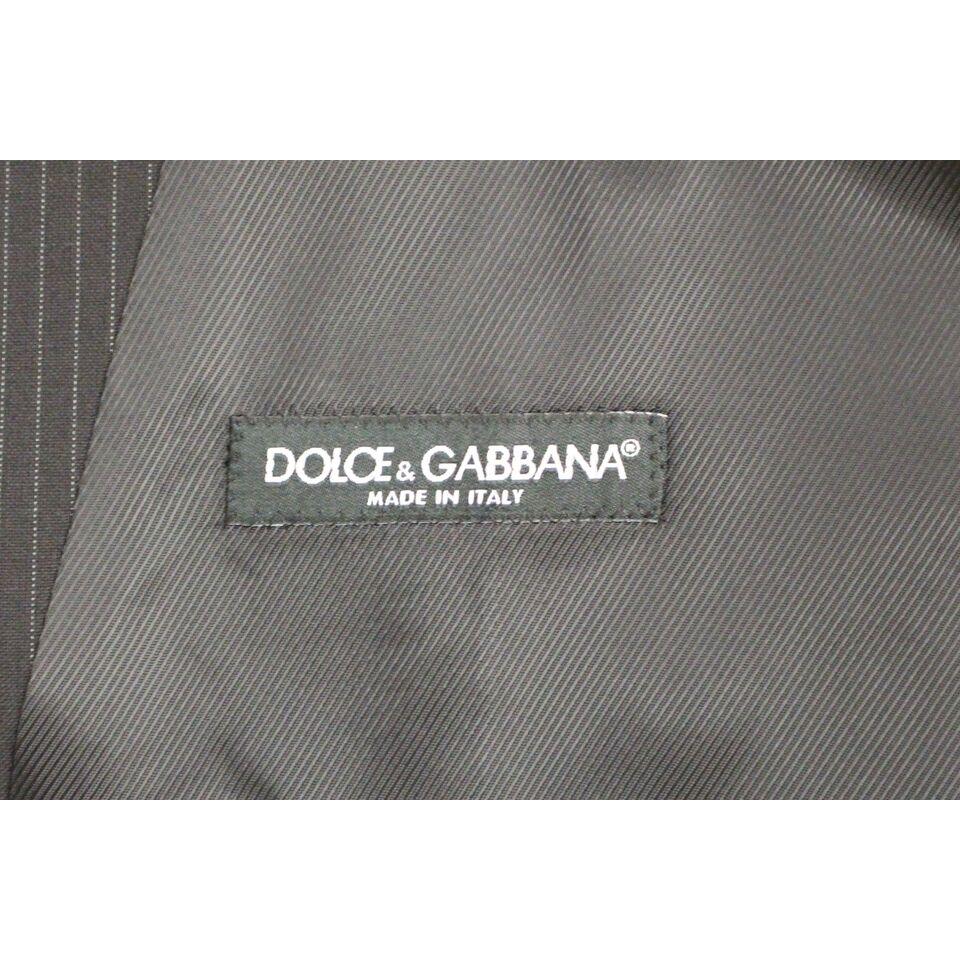 Dolce & Gabbana Elegant Black Striped Wool Dress Vest Dolce & Gabbana Dim Gray