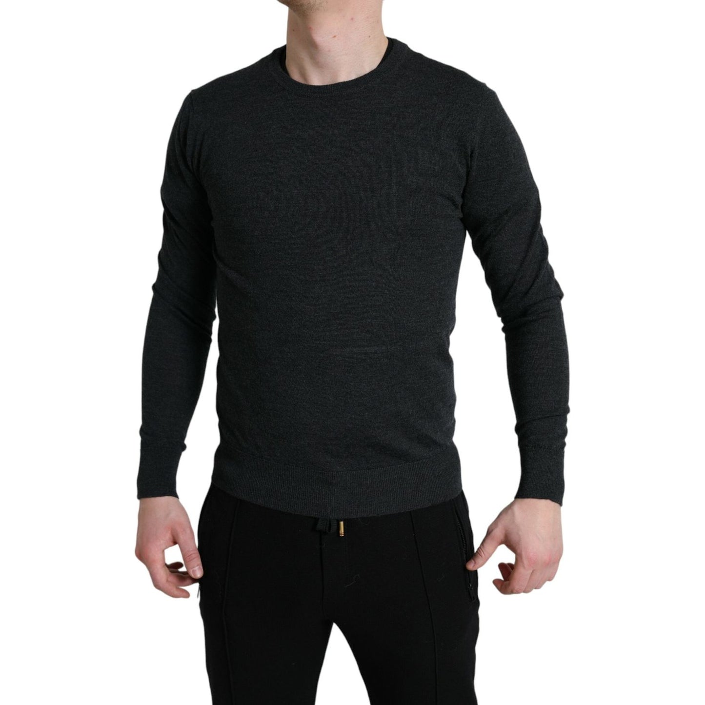 Dolce & Gabbana Elegant Gray Wool Pullover Sweater Dolce & Gabbana Black