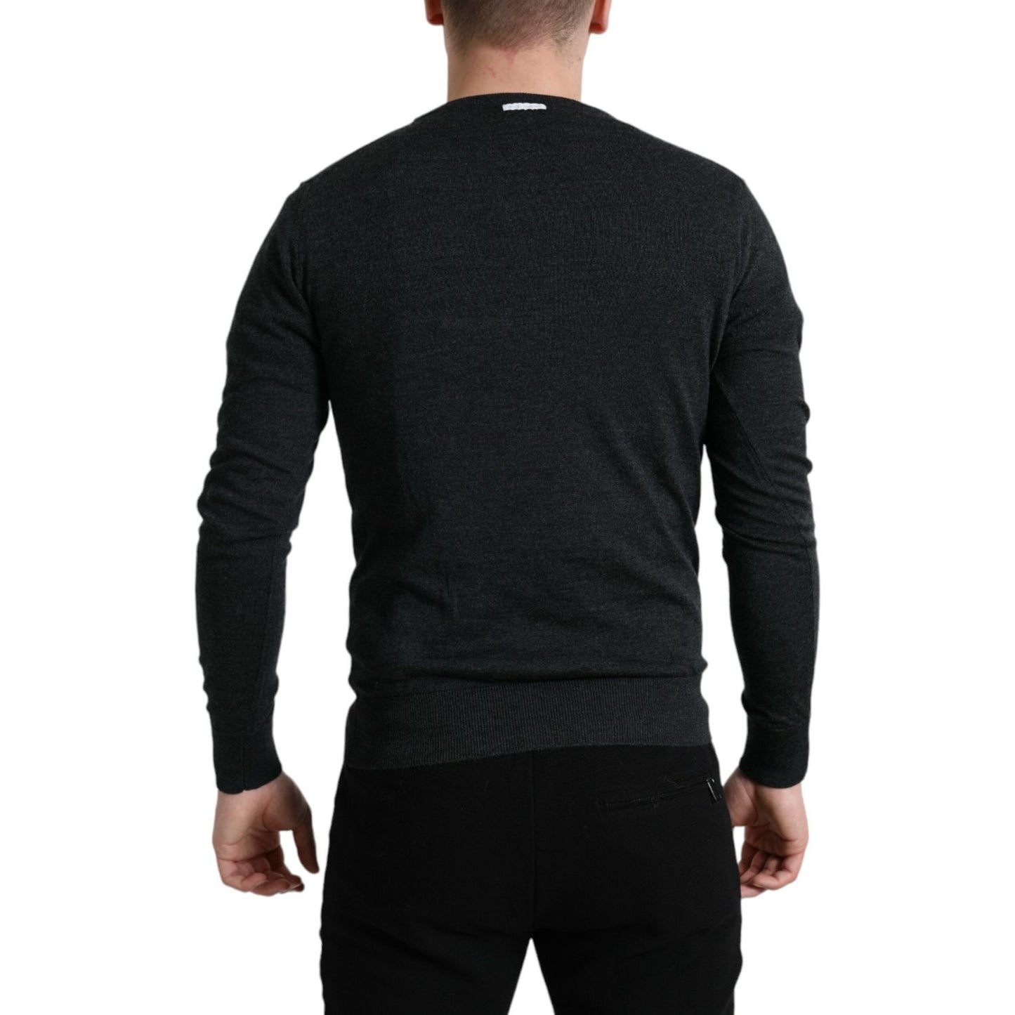 Dolce & Gabbana Elegant Gray Wool Pullover Sweater Dolce & Gabbana Black